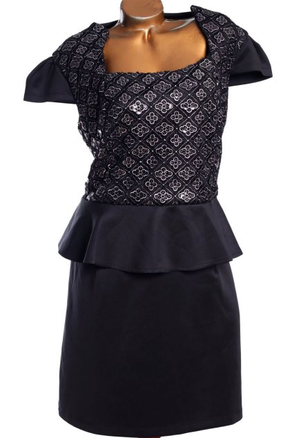 Dámské luxusní značkové černé šaty s flitry / LOVE WARDROBE / XXXXL (52) / UK 24 / ANGLIE