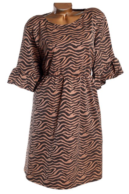 Dámské hnědo-černé žíhané šaty / MISSGUIDED / XXXL/XXXXL (50/52) / na štítku 52 / UK 24 / ANGLIE