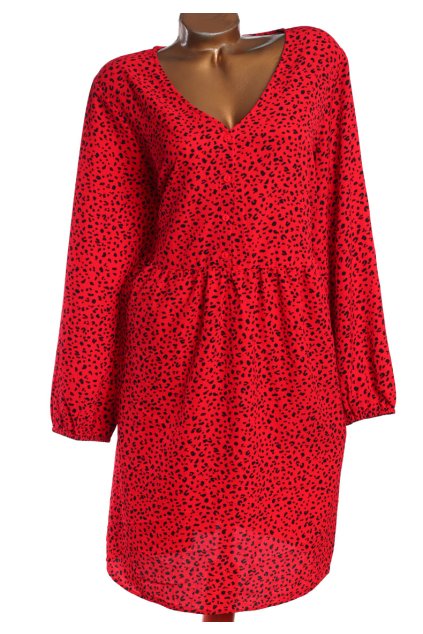 Dámské červeno-černé lehčí leopardí šaty / NEW LOOK / XXXL (50) / na štítku 50 / UK 22 /ANGLIE