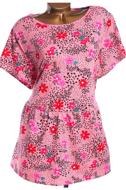 Dámská růžová teplejší halenka s barevnými květy / SIMPLY BE /  XXXL/XXXXL (50/52/54) / na štítku vel. 52 / UK 24 /ANGLIE