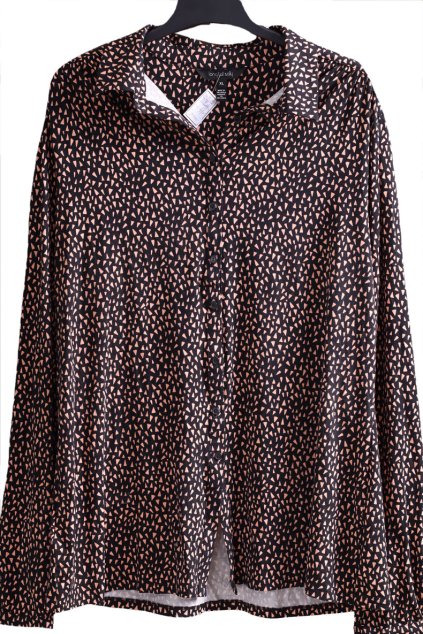 Dámská černo-hnědá geometricky vzorovaná podzimní halenka / LONG TALL SALLY / XXXL/XXXXL (50/52) /