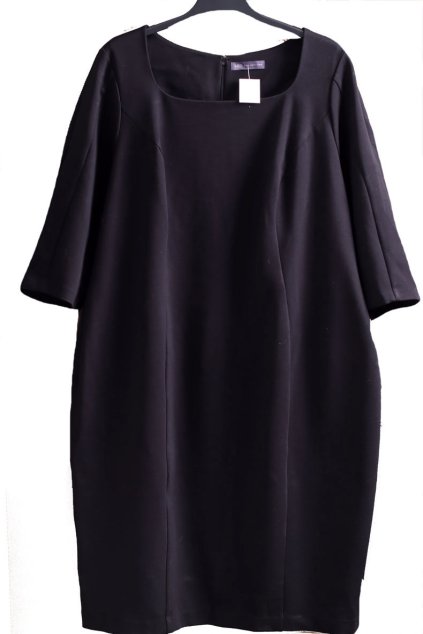 Dámské černé luxusní kvalitní šaty z pevného elastického materiálu / M&S / XXXL/XXXXL (52/54/56) / na štítku vel. 56/ UK 28/ ANGLIE