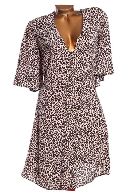 Dámské béžovo-černo-hnědé leopardí lehké šaty / ASOS / XXXXL/XXXXL+ (54/56) / na štítku vel. 56+ / UK 28 /ANGLIE