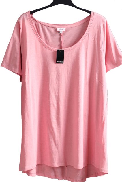 Dámská růžová tunika s ozdobnými kamínky / AVENUE / XXXXL (52/54/56) / na štítku vel. 54/56 / UK 26/28 / ANGLIE