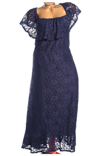 Dámské modré krajkované společenské šaty  / JOANNA HOPE / XXXXL (52) / UK 24 / ANGLIE