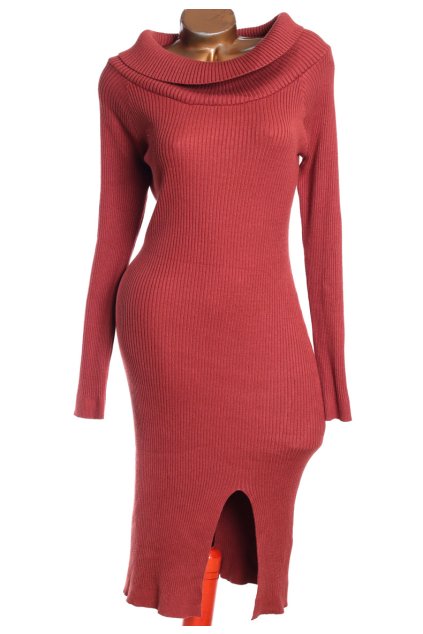 Dámské hnědé dlouhé žebrované šaty / XXXL (46/48/50) / UK 22 / ANGLIE