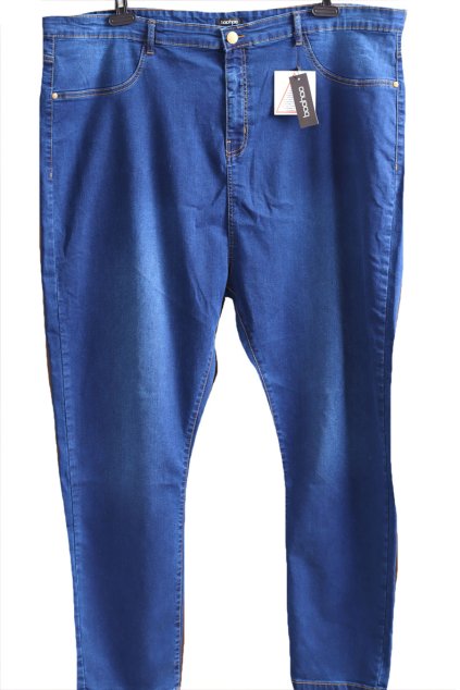 Dámské tmavě modré džíny / BOOHOO / XXXXXL (56/58) / na štítku vel. 28/ UK 20/ ANGLIE