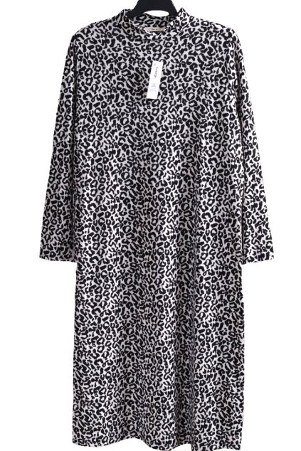 Dámské černo-bílé leopardí podzimní šaty / GEORGE / XXXL (50) / UK 22 / ANGLIE