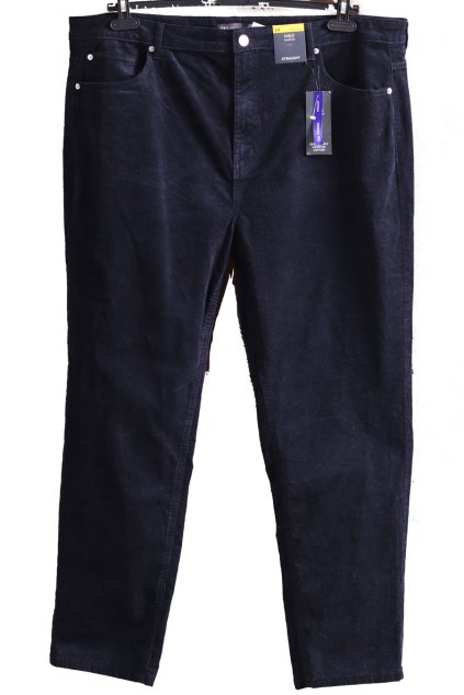 Dámské tmavě modré elastické manžestrové kalhoty STRAIGHT /  Marks & Spencer / XXXXL (52) / UK 24 / ANGLIE