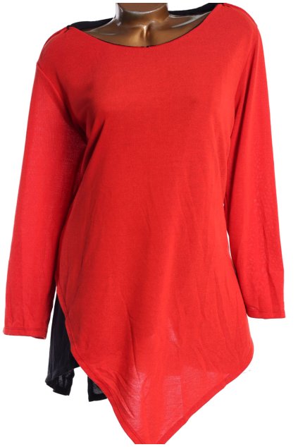 Dámská červeno-černá teplejší dvouvrstvá halenka / ROMAN / XXXL/XXXXL (50/52) / na štítku vel. 50/52 / UK 22/24 / ANGLIE