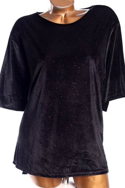 Dámká černá halenka/triko s zlatými třpytkami / F&F / XXXL (50/52) /na štítku  UK 22 / ANGLIE