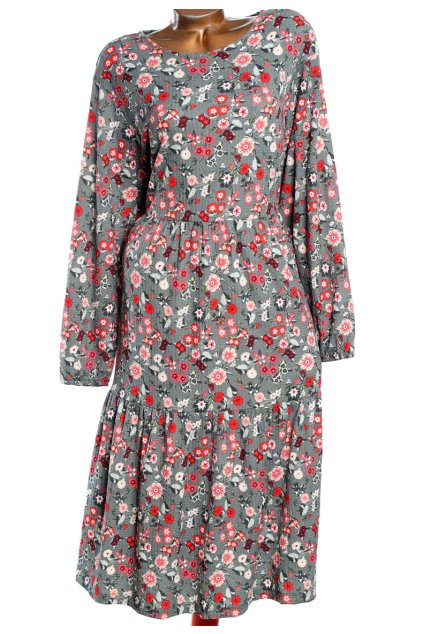 Dámské zelené podzimní šaty s květy / NEXT / XXXL (50) / UK 22 / ANGLIE