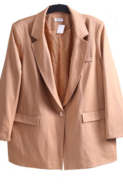 Dámské světle hnědé luxusní sako s podšívkou / SIMPLY BE   / XXXXL (52/54) / na štítku vel. 52 / UK 24/ ANGLIE