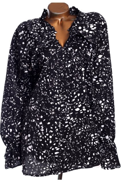 Dámská černá vzorovaná lehčí košilová halenka / IN THE STYLE / XXXL (50) / UK 22 / ANGLIE