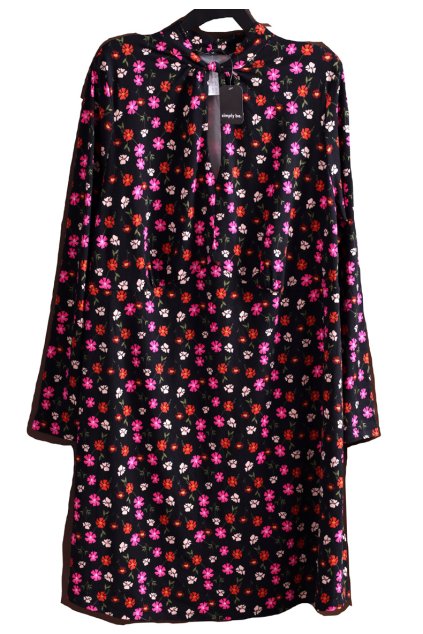 Dámské černé květované dlouhé teplejší podzimní šaty / SIMPLY BE / XXXXL (52) / na štítku vel. UK 24 / ANGLIE