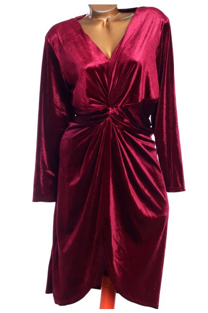 Dámské BORDO  sametové šaty / JD WILLIAMS / XXXXL (48/50/52) / UK 24 / ANGLIE