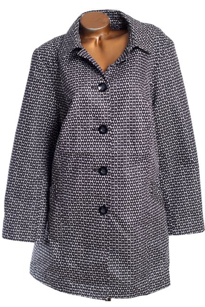 Dámský černo-bílý vzorovaný podzimní  - hladká bavlna - kabát / F & F / XXXXL+ (54/56) / ANGLIE (28)