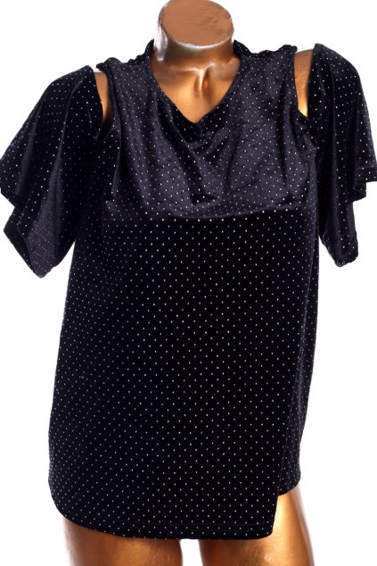 Dámská černá sametová halenka s kamínky / PRIMARK / XXL (46) / UK 18 / ANGLIE
