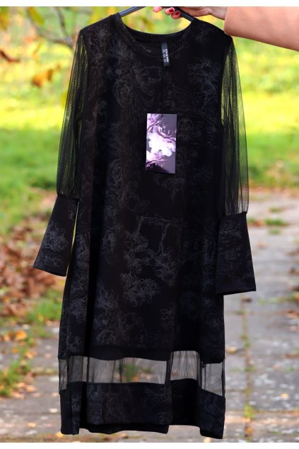 Dámské společenské šaty zdobené ornamenty, třpytky, kamínky / LUX LUNA/ L-XXL (40/42/44/46)  prsa v klidu 105cm, po nataženído 120 cm  / MODA ITALY