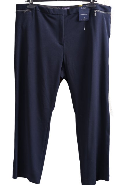 Dámské tmavě modré rovné kalhoty  / Marks & Spencer / XXXXL (52) / UK 24 / ANGLIE