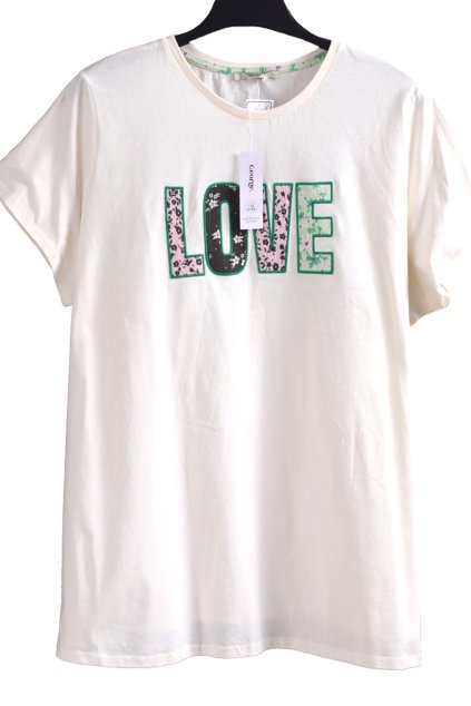 Dámské bílé tričko s barevným nápisem Love / GEORGE / XXXXL (52) / UK 24 / ANGLIE