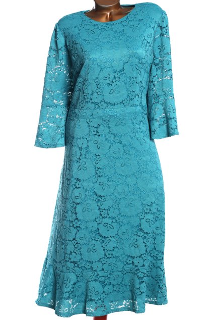 Dámské luxusní, zelené, krajkové šaty s elastickou spodničkou / Joanna / XXXL (48/50) / ANGLIE (22)