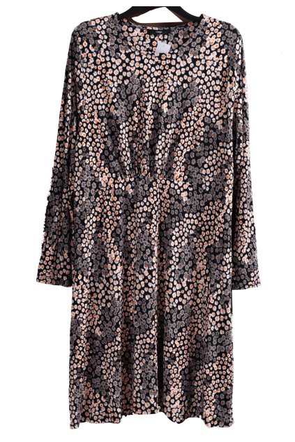 Dámské černé, elastické šaty se vzorem bílo-oranžových kytiček/ George / XXXXL (48/50) / UK 24 / ANGLIE