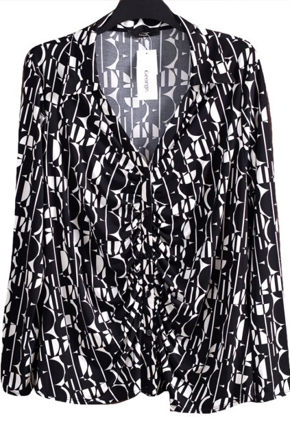 Dámská černobílá elastická halenka / George / XXXXL (50/52) / UK 22-24 / ANGLIE