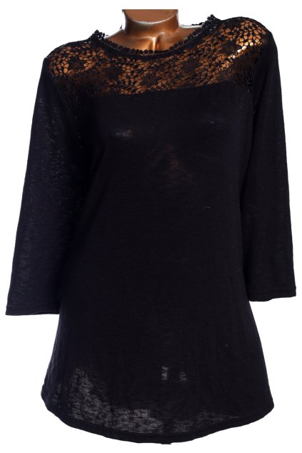 Dámská černá, elastická  halenka s krajkou / NEW LOOK / XXXL (52/54) / UK 24 / ANGLIE