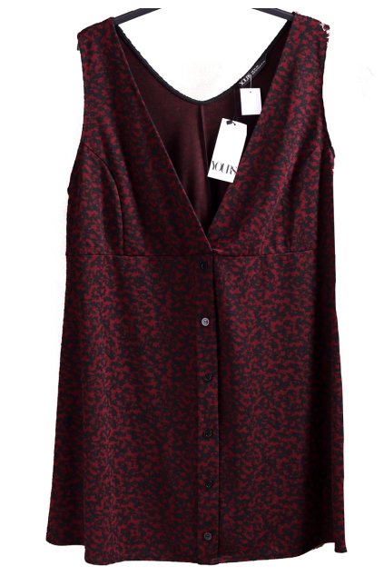 Dámské elastické, vínovo-černé šaty se vzorem - na halenku,, rolák, tričko  / Yours - XXXL+ (50/52) / ANGLIE 22/24