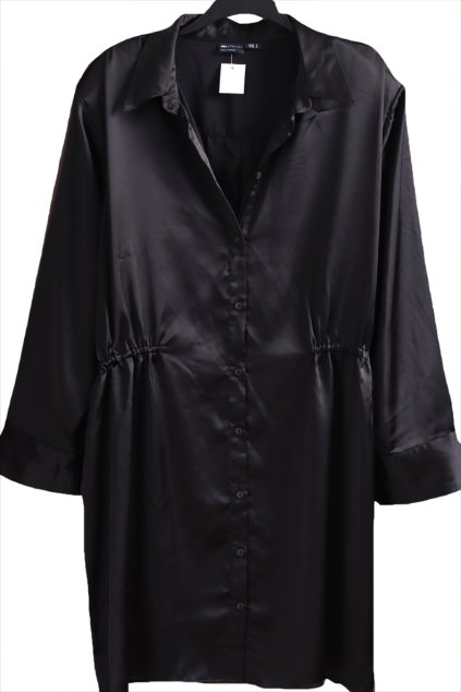 Dámské černé saténové  šaty/ košile  /  ASOS / XXXXL (52) / UK 24  / ANGLIE
