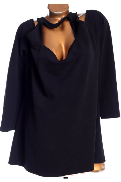 Dámské elastickéé extravagatní, černé šaty /halenka se sexy dekoltem / Pink Clove / XXXXL+ (56) / ANGLIE 28