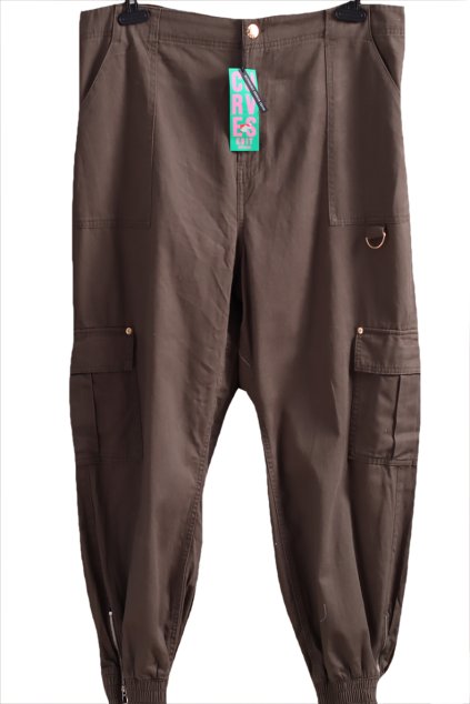 Dámské hnědo/zelené kalhoty s kapsami - značkové   / RIVER ISLAND / XXXL (48/50) / UK 22 / ANGLIE