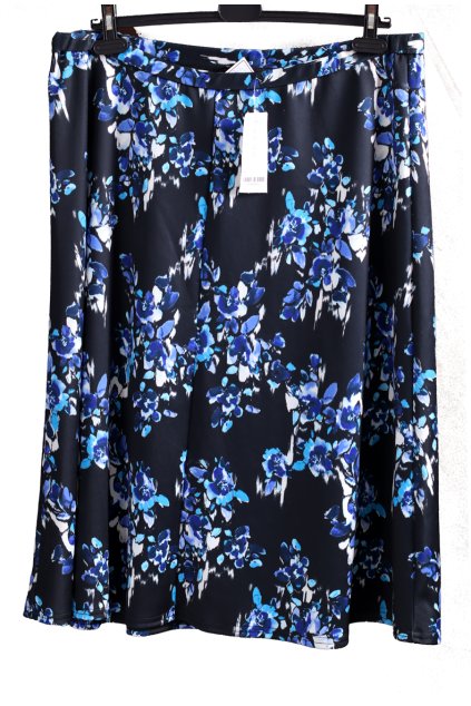 Dámská elastická, modrá sukně s bílo-modrými květy / původní cena: 1250Kč / Evans / XXXL (50) / ANGLIE 22