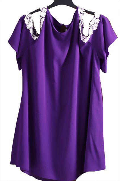 Dámské fialové šaty s krajkou / ROIII / XXXL (50/52) / UK 20/24 ANGLIE