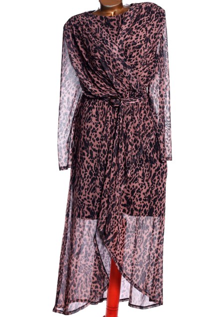 Dámské, elastické, hnědo-černé šaty s leopardím vzorem  / Be Very / XXXL (48/50) / UK 22 / ANGLIE
