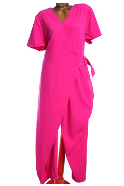 Dámský luxusní , elastický růžový overal  - asymetrický/ BRENDA EDWARDS / XXXXL (52/54) / UK 24/26 / ANGLIE