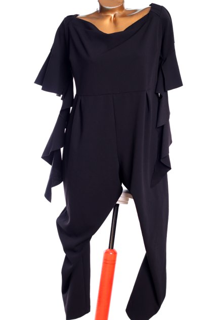 Dámský elastický, černý, luxusní overal s ozdobnými rukávy / Asos / XXXL (50) / ANGLIE 22