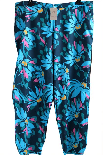 Dámské domácí modré  značkové domácí kalhoty se světle modrými květy  /CYBERJAMMIES / XXXXL/XXXXL+ (54 /56)  UK 28 / ANGLIE