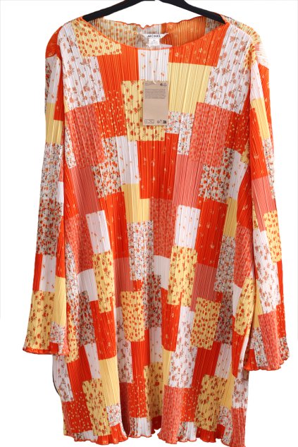 Dámské plisované barevné šaty s ornamenty / MONKLA / XXXL (50/52) / ANGLIE (22/24)