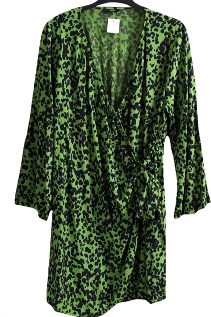 Dámské zelené zavinovací  elastické šaty s černým vzorem   / GEORGE / XXXL (48/50) / UK 20/22  / ANGLIE