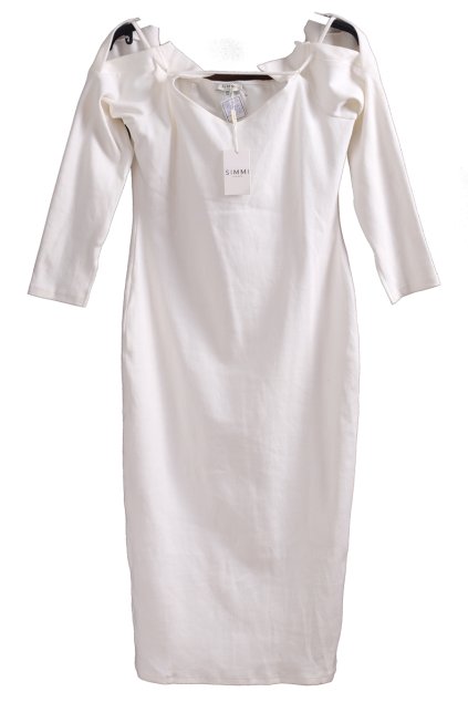 Dámské béžové, hodně elastické , úpletové šaty s dlouhými rukávy / Simmi / XXL (46/48) / ANGLIE 18/20