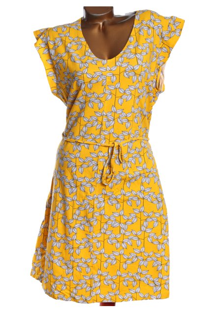 Dámské žluté značkové elastické šaty s bílými lístky / TRESPASS / (46/48) / UK 18 / ANGLIE