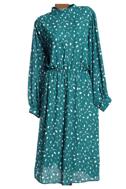 Dámské zelené šaty s bílým vzorem a podšívkou / GEORGE / XXXXL (52) / UK 24 /ANGLIE