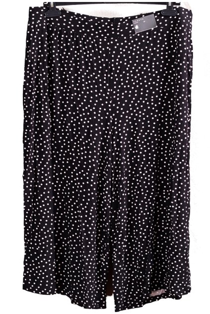 Dámské černo-bílé puntíkaté elastické  3/4 kalhoty / PAPAYA / XXXXL (52) / UK 24 /ANGLIE