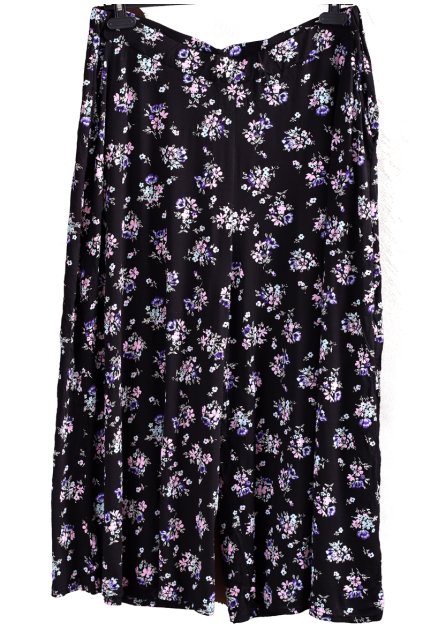 Dámská modré elastické kalhoty s květy / YOURS / XXXL (50) / UK 22 / ANGLIE