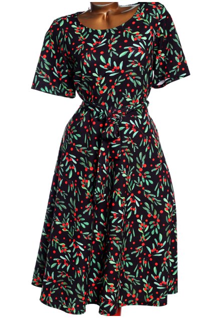 Dámské černé elastické zavazovací šaty se vzorem cesmíny / YOURS - LONDON- XXXL (48/50)/ UK20 /22  / ANGLIE