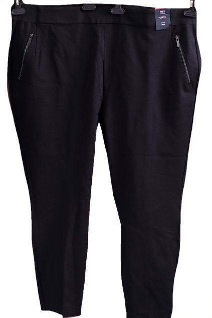 Dámské luxusní  černé elastické kalhoty high rise slim /MS / XXXXL+ (58) / UK 30 / ANGLIE