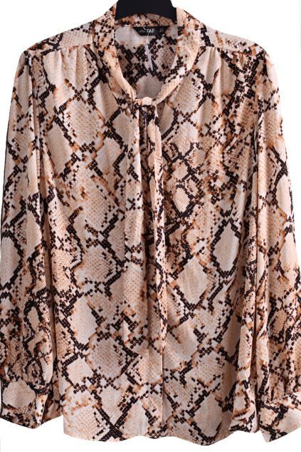 Dámká béžovo-bílo-černá vzorovaná halenka / F&F / XXXL (50) / UK 22 / ANGLIE