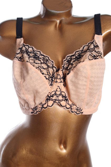 Dámská béžová podprsenka s černou krajkou / PANACHE / 70I / UK 32HH / ANGLIE